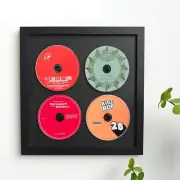 Record Rack Album Display Wall Music Box Cd Case Solid Wood Frame.black