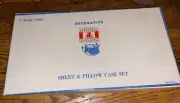 Vtg 1950s Pepperell Novelty Pillow Sheet Set Droslin Embroidered Butterfly