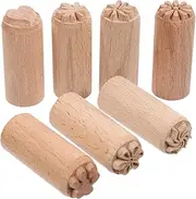 FOMIYES DIY Wooden Stamps 7 Pcs Wood Pottery Tools Stamps Column Wooden Stamps Wood Stamps for Ceramic Clay Valentines Day Wood Rubber Stamps