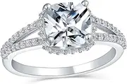 [Bling Jewelry] Classic Traditional Canary Yellow Or Clear 3CT AAA CZ Halo Brilliant Solitaire Oval or Square Cushion Cut Engagement Ring For Women With Split Shank Thin Band Rose Gold Plated .925 Sterling Silver
