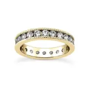 1.75ct Solid 14k Yellow Gold Milgrain Channel Natural Diamond Ring F-G Size 6.5