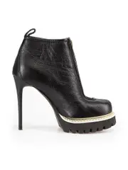 Black Leather High Heel Boots