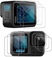 [3+3+3 Pack] TQLGY Screen Protector for GoPro Hero 13 Black, [Back+Lens+Front] Screen for GoPro Hero Black 13 Accessories with 9H Tempered Glass, Anti-Scratch, HD Clear