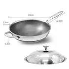 316 Stainless Steel 34cm Non-Stick Stir Fry Cooking Kitchen Wok Pan without Lid