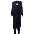 Savage X Fenty Lingerie Hooded Jumpsuit Sz M Black Gold Metallic Glitter Zip