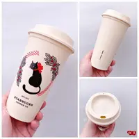在飛比找樂天市場購物網優惠-台灣星巴克塑膠可重複使用環保杯 黑貓祝福kermit隨行杯