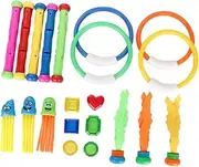 21Pcs Diving Stick and Ring Random Color Pool for Beginners Safe Diving for Swimming Fun for Outdoor Water Games