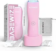 BAREWIZE Bikini Trimmer for Women, Pubic Hair Trimmer | Waterproof, USB-C Rechargeable, LED Light, Replaceable Blade | Electric Razors for Women, Electric Lady Shaver (Blush Pink)