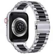 Apple Watch Band iWatch Stainless Steel Series 9 8 7 Ultra SE Titanium 38mm/40mm/41mm Silver + Black