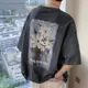 【S-5XL】油畫花朵印花短袖t恤男士夏季寬鬆大尺碼五分袖潮流上衣