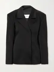 [16ARLINGTON] 16ARLINGTON - Lorelei Satin Blazer - Black - UK 12 UK 12 Black