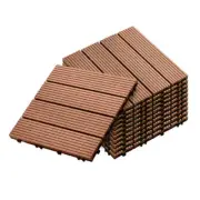 NNEAGS 11 pcs Red Brown DIY Wooden Composite Decking Tiles Garden Outdoor Backya