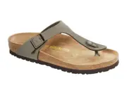 Birkenstock-Gizeh Birko-Flor Nubuck -Stone-Classic Footbed- Suede Lined- Regular