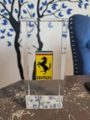Vintage Ferrari Cars Badge/ Emblem Lucite Desk Paperweight. Italy 1970's