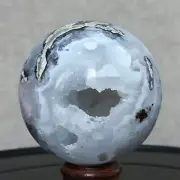 B7541-66mm-326g Natural agate spherulite geode ball quartz crystal Reiki healing