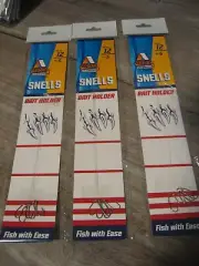 18 Snelled Addya ASH-9317 Bronze Bait Holder BaitHolder Fishing Hooks Size 12
