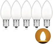 LED Night Light Bulb, LED Edison Bulb, C7 0.5W (10W Equivalent), LED Filament Bulb, 72 Lumen, 2700K (Warm White), Medium Base E14, CRI 85+, 220-240V, 5 Pack (Milky, 0.5W)