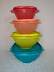 8 Piece Set Of Tupperware Servalier Bowls Pastel COLORS NEW!