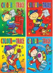 COLOURING AND TRACE ACTIVITY BOOK A4 SIZE CHILDRENS LEARN TO DRAW COLOURING