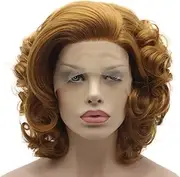 Lace Front Synthetic Wig Short Honey Blonde Wig Heat Friendly Heavy Density Stylish Wig