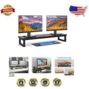Elegant 39-Inch Dual Monitor Stand Riser - Ergonomic Wood Laptop Organizer