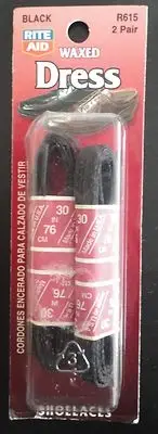 (1) Pk each 30" Dress Flat Waxed Shoelaces (Black) R615 & (Brown) R616 Laces