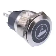 Boat Deck Light' Blue LED Latching 22mm Vandal Push Button Switch SPDT 12V