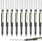 STAPENS Rolling Ball Pens, Fine Point 0.5 mm Rollerball Pens with Quick-drying Ink, 10 Pack Retro Pens (Black)