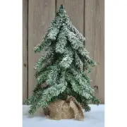FROSTED PINE TREE 12" Snow Burlap Christmas Short Needle Primitive Country NEW