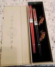 Original Japanese Vintage Set Of 2 Chopsticks with Duck Rests Rare