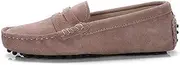[ZIRIA] Shoes Women Leather Spring Flat Shoes Casual Loafers Slip On Women's Flats Shoes Lady Driving Shoes Dark Pink