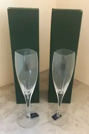 MIKASA PANACHE CRYSTAL SQUARE BOWL CHAMPAGNE GLASSES ~ SET OF 2 ~ NEW IN BOX