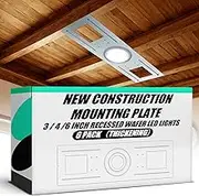 MorningRo 6 Pack Thickened New Construction Mounting Plate for 3/4/6 Inch Recessed Wafer LED Light Rough in Wafer Light Bracket Shallow Recessed Light Housing Galvanized Metal Sheet 26 Inch Length
