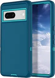 Hucasok for Google Pixel 7 Case - Shockproof, Rugged Full Body Protection, Scratch Resistant, Heavy Duty Dust/Drop Proof 3-Layer Cover Case, Turquoise