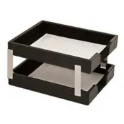 Dacasso a1422 Econo-Line Double Letter Trays - Black Leather