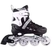 ATHLOPAIDIA 3K Adjustable Kids Inline Skates -BLACK-WHITE