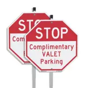 Stop Complimentary Valet Parking Octagon Sign With Stake Weather Resistant