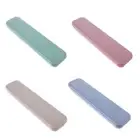 Wheat Straw Tableware Box Portable Flip Cover Type Cutlery Storage Utensils Case
