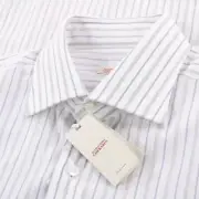 Alessandro Gherardi NWT Dress Shirt Size 16 41 White w/ Blue Striped Cotton