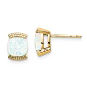 14k Yellow Gold Created Opal Post Earrings