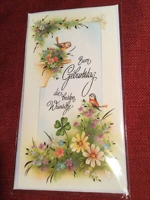 Bundle Of 4 Asso. Made In Germany Birthday Cards W/envelope,German Writing,new