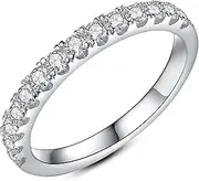 IMOLOVE Moissanite Wedding Band Wedding Rings for Women 925 Sterling Silver Rings with 18K White Gold Plated Eternity Stackable Engagement Ring Anniversary Band Size 3.5-12