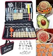 lesolar 80 Pcs Fruit Carving Tools Set, Portable Engraving Peeling Tool Kit, Multifunctional Kitchen Sculpting Modeling Tools Kit, for Fruit Vegetable Garnishing Slicing, with Storage Bag