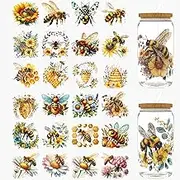 Dorsbaby 24pcs Bee UV DTF Cup Wrap for Glass Series UV DTF Cup Wraps for 16OZ Glass, Decorative Cups, Bottles, etc., Crafts, DIY Art Supplies Packaging Transfer Paper
