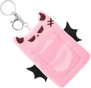 SHINEOFI Soft Plush Devil Wings Card Holder Kawaii Id Card Photo Sleeve Cat Ears Tail Set Multifunctional Keychain Perfect for Fans and Students