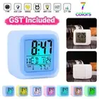 Kids Wake Up Alarm Clock 7 Color Changing Digital LED Night Light Bedside Clock