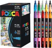 Uni-Posca Paint Marker Pen- Fine Point- Set of 15 (PC-3M15C), Red,Blue,Yellow...