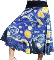 RaanPahMuang Brand Vincent Van Gogh The Starry Night 3/4 Length Patch Skirt