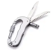 10PCS Outdoor Stainless Steel D-type Multi-Functional Mountaineering Hook Hanging LED Light Folding Knife