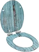 WC Toilet Seat with Soft Close Lid MDF Old Wood Design Hardware Accessories